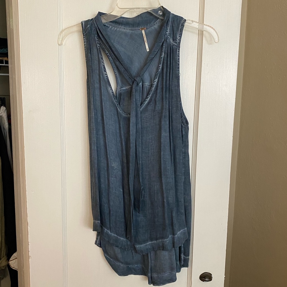 Free People Blue Washed Blouse